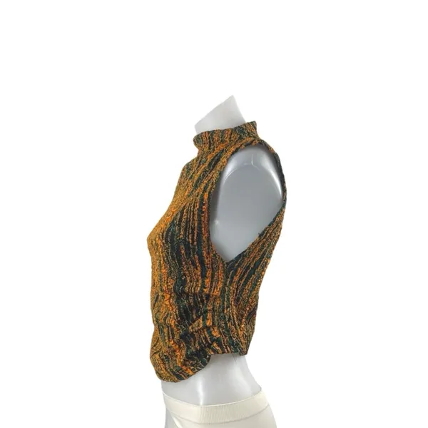 Zara Women's Multicolor Textured Mock Neck Sleeveless Crop Tank Sweater Top Sz M - Image 2