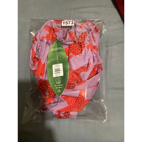 Farm Rio Lobster Sky Crop Top Purple Red Organic Cotton Puff Sleeve NWT Size M - Image 10