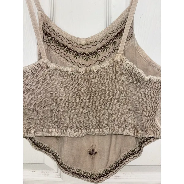 Vtg 90s Embroidered Fruit Boho Crop Top XS Festival Beach Hippie Granola Girl - Image 5