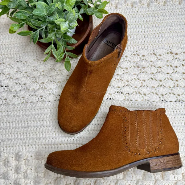 EARTH Women's 9 Buxton Suede Leather Ankle Boot Shoe Cognac Brown - Image 5