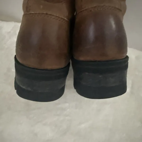 Skechers Womens 8.5 Combat Boots Brown Leather Chunky Biker Grunge Y2K - Image 4