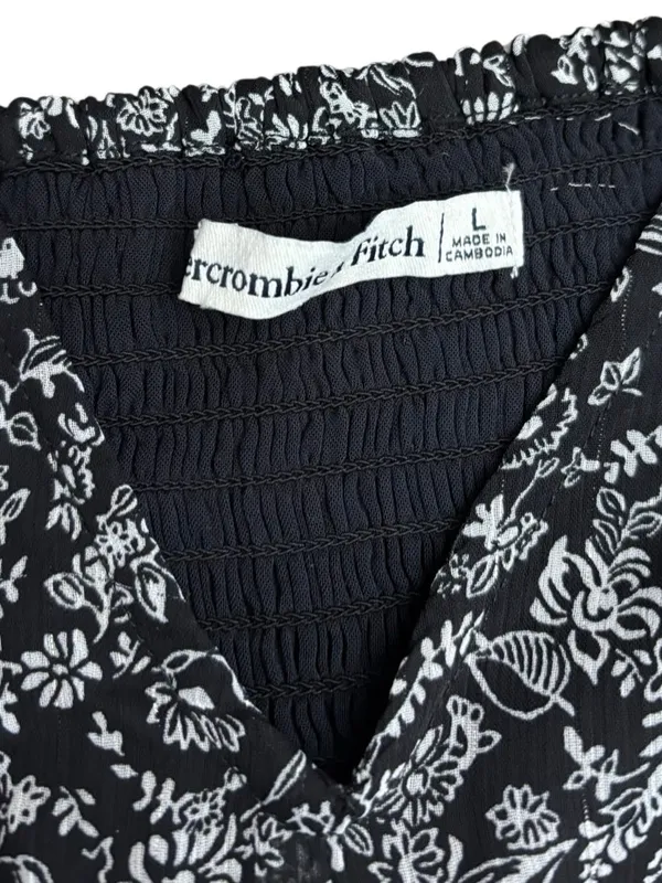 Abercrombie & Fitch Black Floral Smocked Mini Dress Size L - Image 6