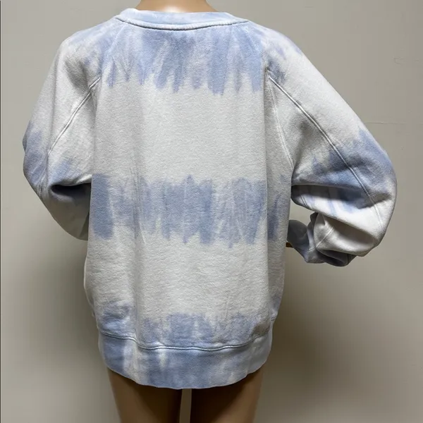 GAP Women's Baby Blue & White Tie-Dye Sweatshirt size M - Image 5