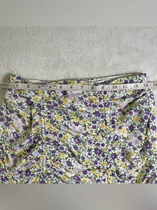 NWT HYFVE Lilac Floral Ruched Mini Skirt with Ruffles size M - Image 6