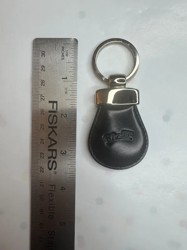 R. Britto Black Leather Keychain Key Ring Silver Tone - Image 3