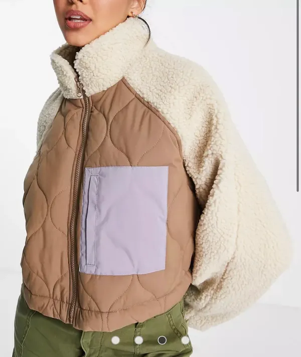 ASOS cropped fleece jacket in camel - Image 2