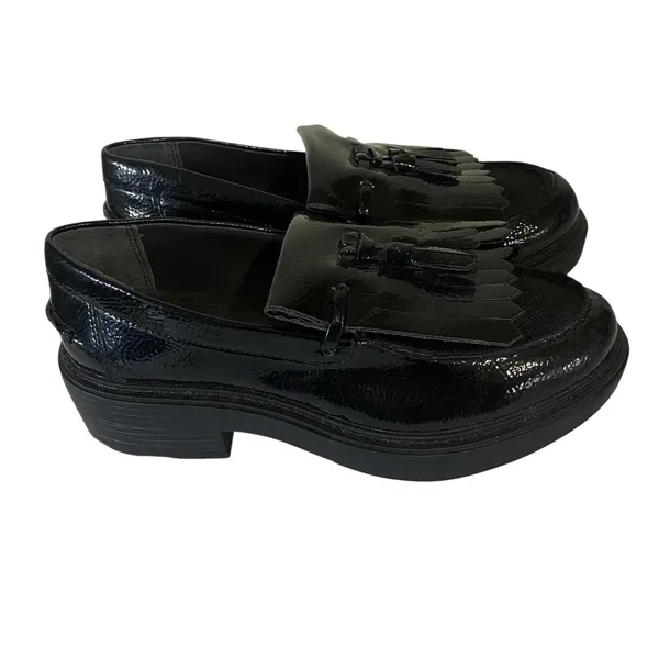 Franco Sarto Womens Kili Purple Patent Loafers Shoes 7 Medium Black Platform‎ - Image 5