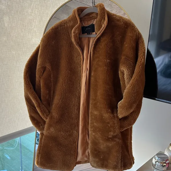 J Crew Zip Up Fleece Coat *IN TAN* - Image 2
