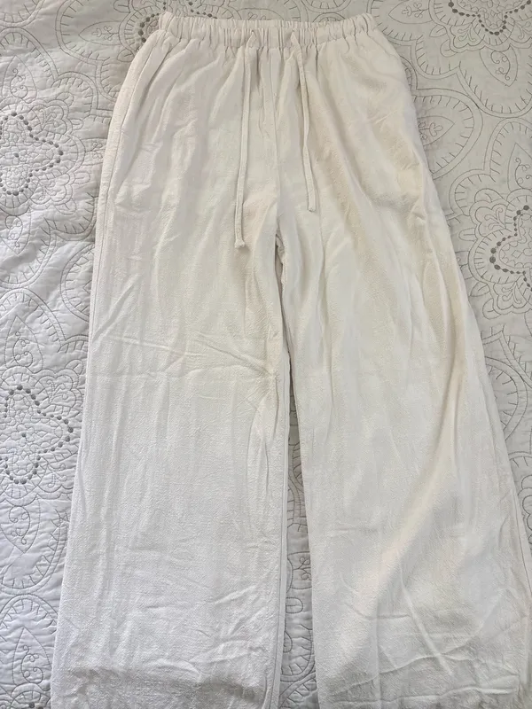 Princess Polly Linen Pants White - Image 3