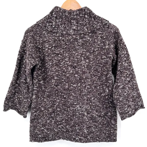 J.Crew Wool Sweater Women's Cowl‎ Neck Preppy Dark Academia Brown White Small - Image 2