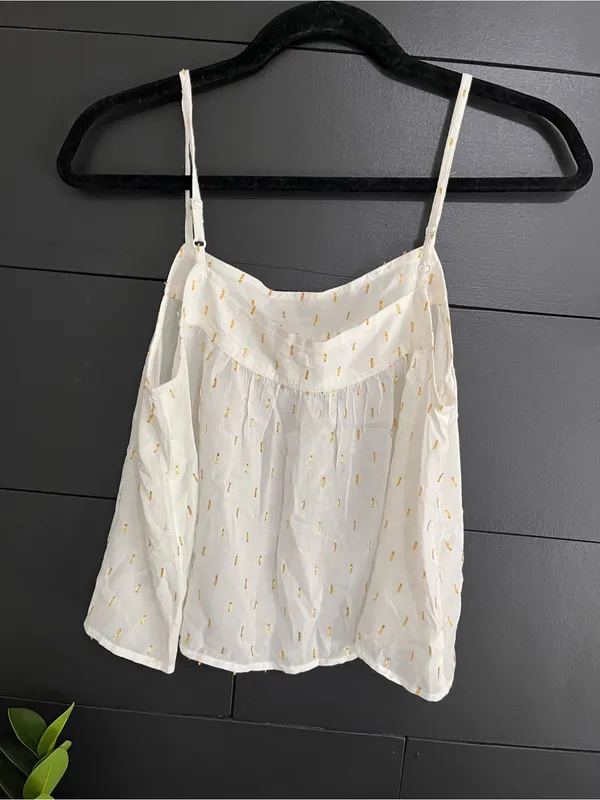 AERIE Gold & Cream Flowy Whimsical Sheer Linen Tank Top Women’s Sz XS EUC - Image 3