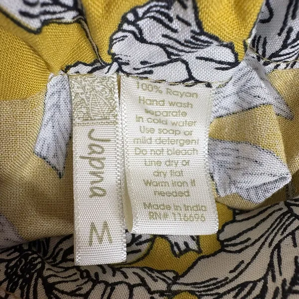 Japna Yellow White Floral Flowers Wrap & Tie Midi Skirt Size Medium Womens - Image 4