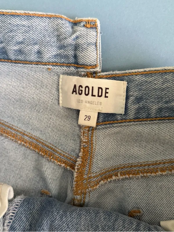 Agolde Criss Cross Straight Leg Dimension Light Wash Organic‎ Cotton Denim Jeans - Image 6
