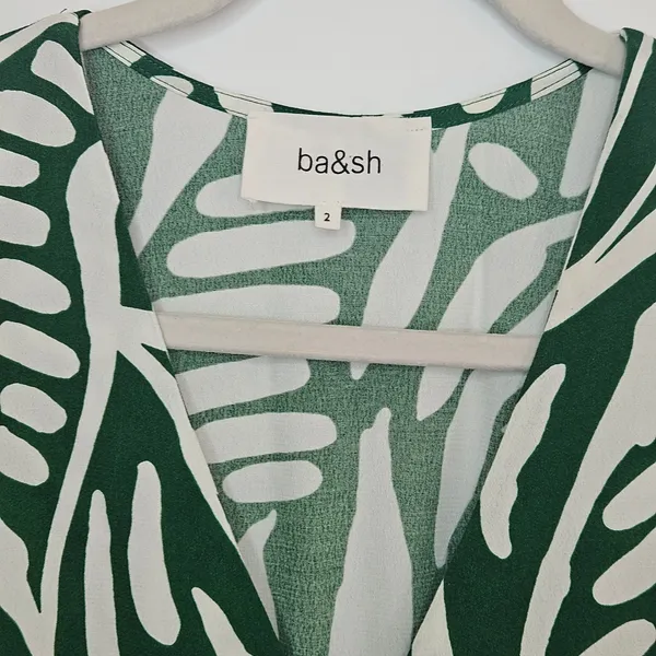 BA&SH Terence Midi‎ Dress in Green/White Size 2 Hawaiian Print - Image 8