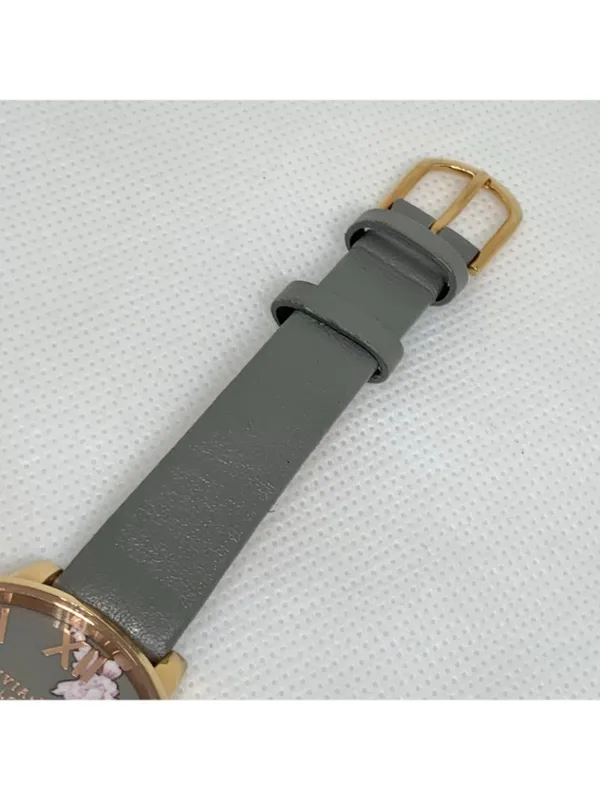 Olivia Burton women watch grey floral dial rose gold tone 38mm leather running - Image 3