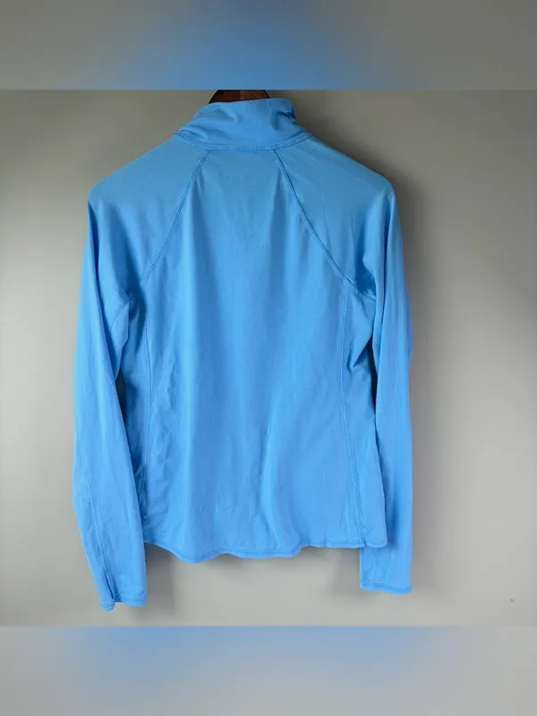 Lilly Pulitzer Luxletic Kapri Full Light Blue Zip Up Gold Accents Women's Size M - Image 2