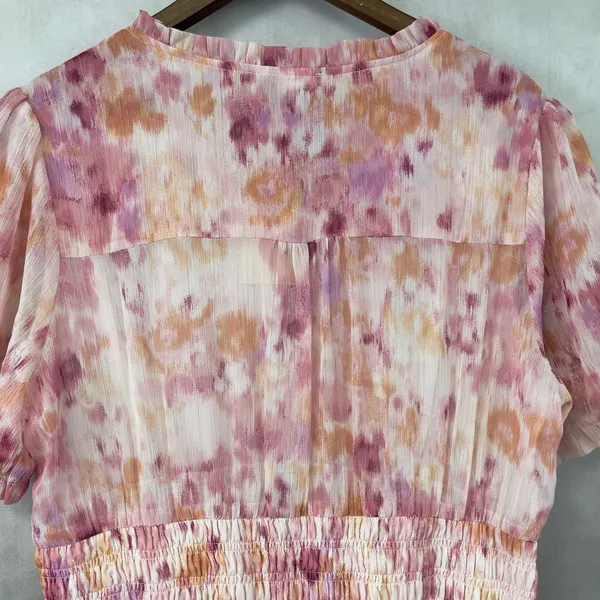 ANDTHEWHY Floral Chiffon Midi Dress‎ Womens 1X Metallic Romantic Fairy Whimsy - Image 6