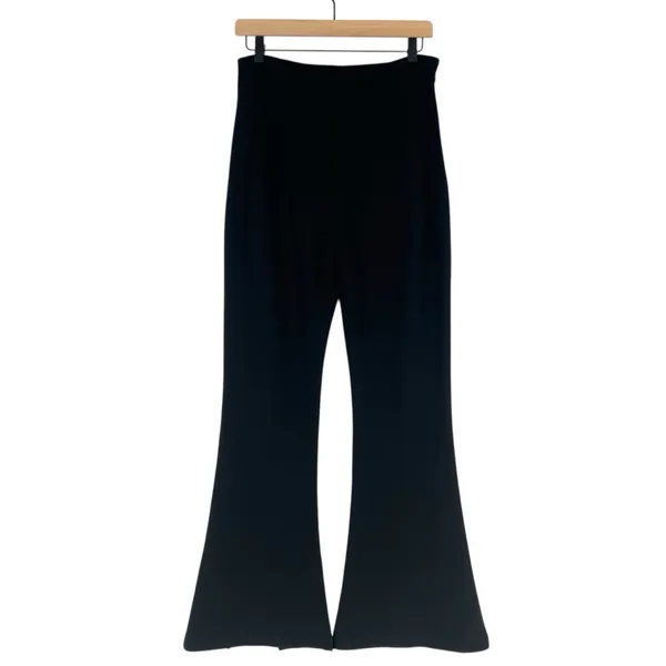 Wdirara Stretch Crepe Black Flared Cutout Hem Women's Side‎ Zip Pants NWT Size M - Image 2
