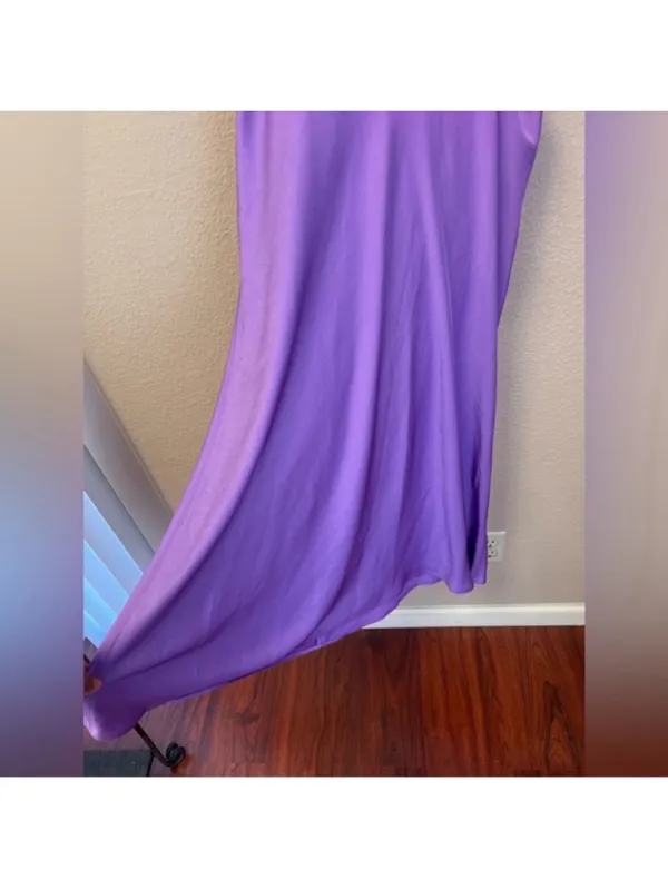 A.L.C Frank NWT Blakely Satin Side Cut-Out Open Back Dress in Amethyst Orchid Size 6 - Image 6