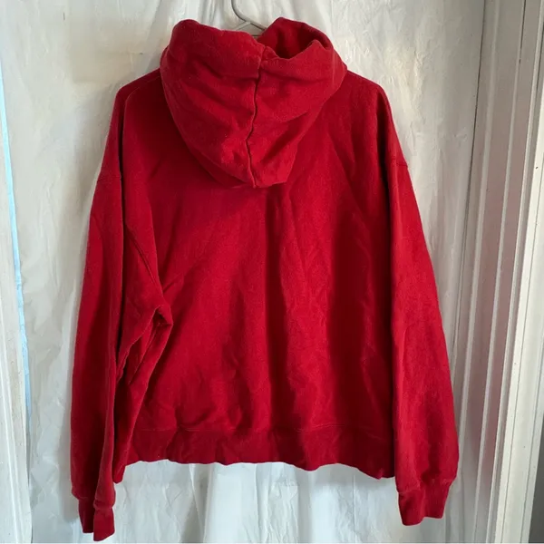 Vtg 90s Disney Eeyore Blue Mood #68 Hoodie‎ Womens L Red Snap Retro Streetwear - Image 2