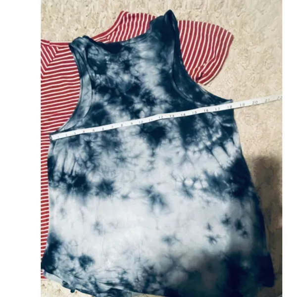 American Eagle Soft & Sexy Top Bundle Striped Tee Tie Dye Tank Red Blue Womens M - Image 8