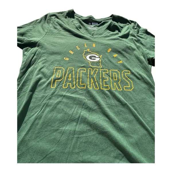 Green Bay Packers NFL Women’s V-Neck Team Apparel T-Shirt Size L NWT - Image 2