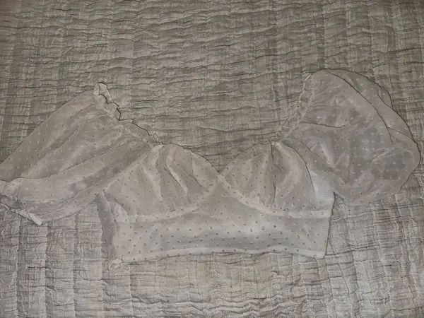 Polka Dot Crop Shein Top White - Image 3