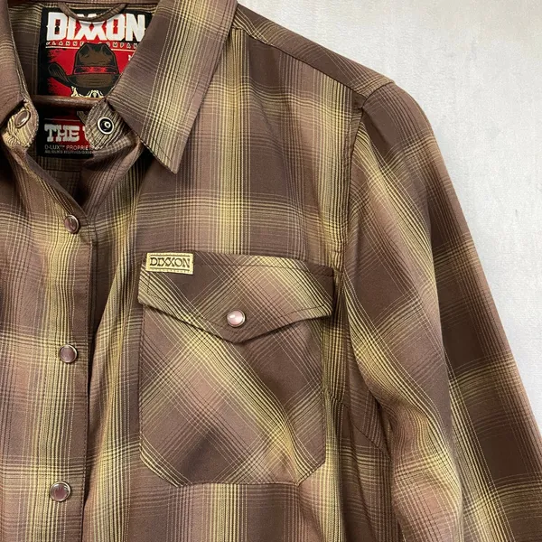 Dixxon Women The Wyatt‎ Shirt Size M Brown Plaid Bamboo Western Rockabilly Ranch - Image 3