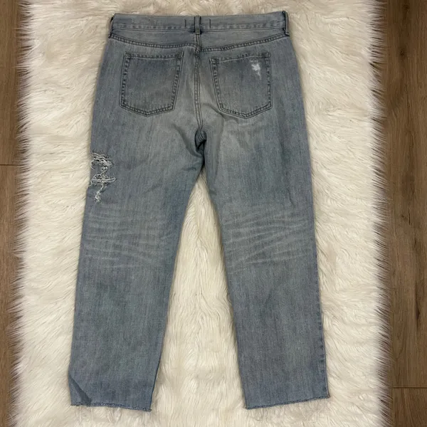 PacSun Boyfriend Jeans Light Wash Distressed‎ Ripped Raw Hem Women's Size 28 - Image 7