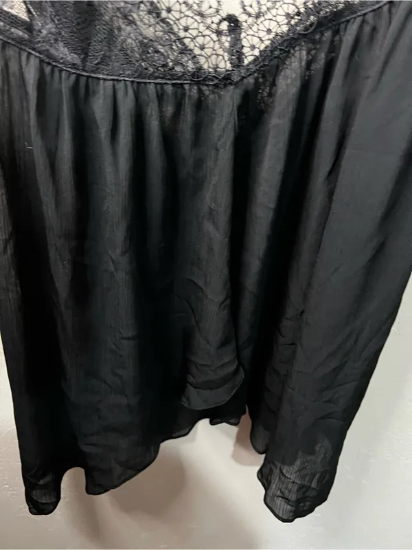 Victoria’s Secret Black Lace Semi Sheer Asymmetrical Whimsy Chemise Slip Top - Image 9