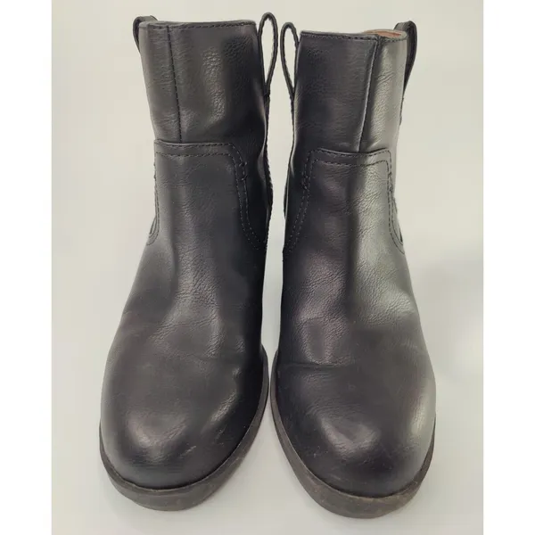 Black Wedge Boot Size 8 Side Zipper - Image 2