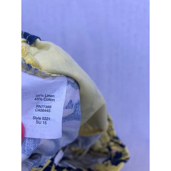 J.Crew Floral Shorts Womens 4 Yellow Linen Cotton Pull‎ On Style Vacation Fun - Image 5
