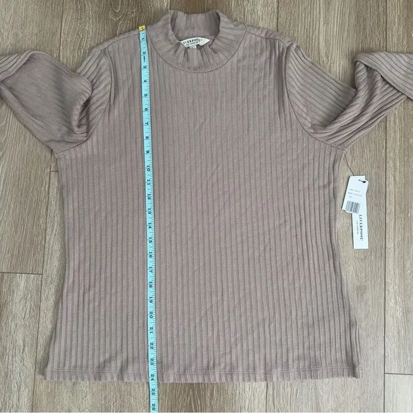 NWT Liverpool Mock Neck Ribbed Knit Top Sandstone Tan Size Large LM8229K61 - Image 9