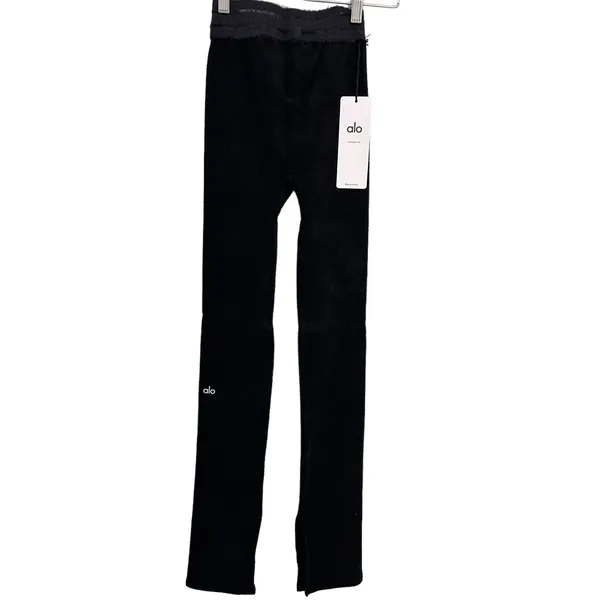 Alo Seamless Luxe Terry High Waist Cuddle Legging -New Women Black | Size: XXS - Image 4