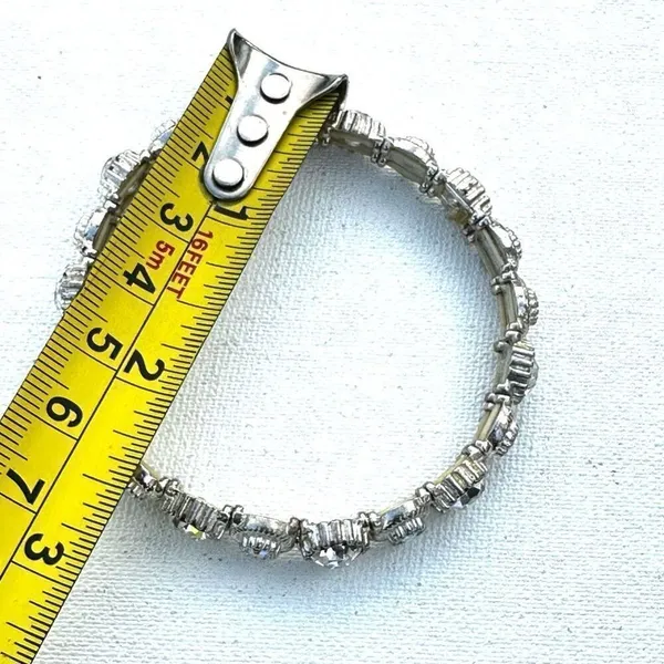 Silver tone rhinestone stretchy bracelet - Image 4