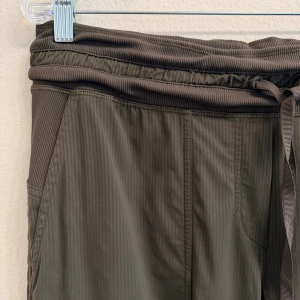 Lululemon Dance Studio Crop II Unlined Pants Dark Olive Women's 10 Drawstring - Image 6