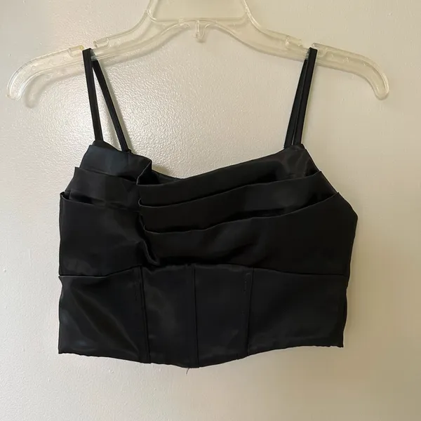 Black satin corset crop top - Image 7
