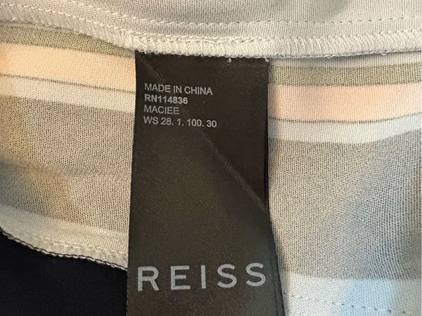 Reiss Maciee Skirt Women 4 Navy Blue NWT Striped Midi Pencil Pockets - Image 11
