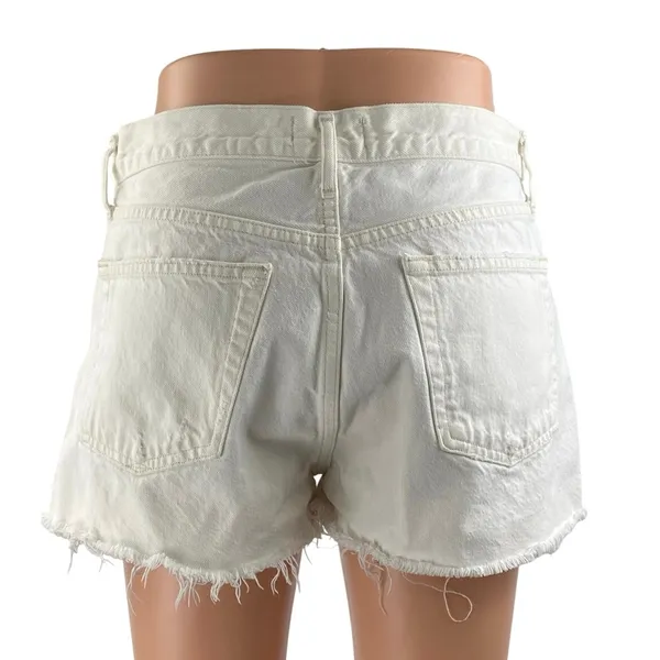 Agolde Parker Women's White High Waisted Cotton Cut Off Denim Jean Short Size 26 - Image 3