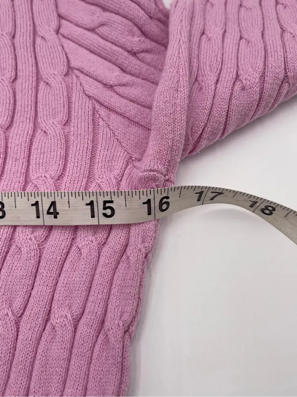 Vtg Y2k 2000s Abercrombie & Fitch Pink Cable Knit Crewneck Sweater Womens Sz Med - Image 9
