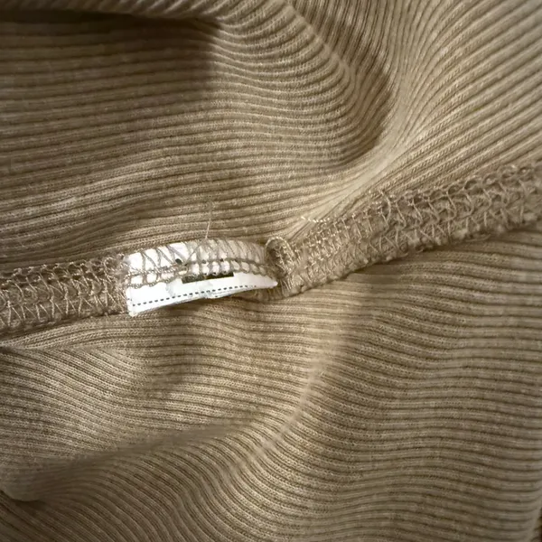 Zara Beige Short Sleeve Ribbed Tee - Image 4