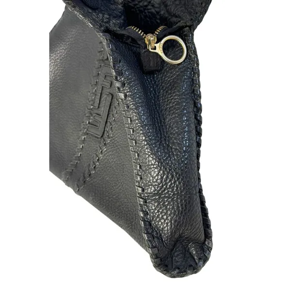Vintage FENDI Black Pebbled Leather Spy Bag Purse Braided Handles Handbag - Image 8