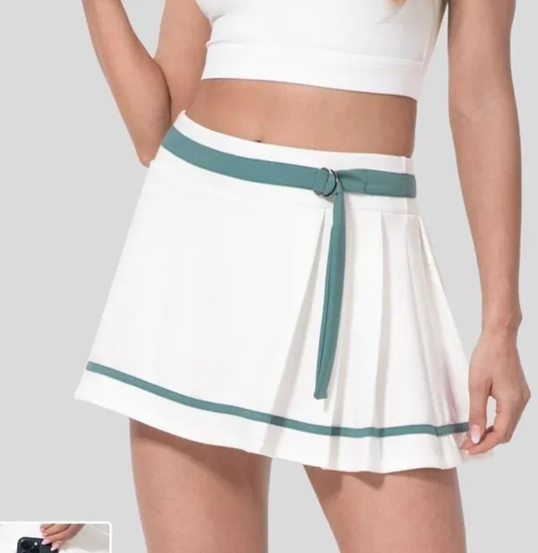 HALARA Mid Rise Color Block Pleated 2-in-1 Side Pocket Mini Casual Skirt - Image 3