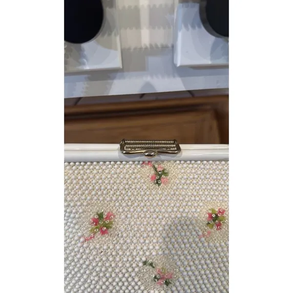 1950s Beaded Reversible Purse Vintage Top Handle Handbag Mid Century cottagecore - Image 9