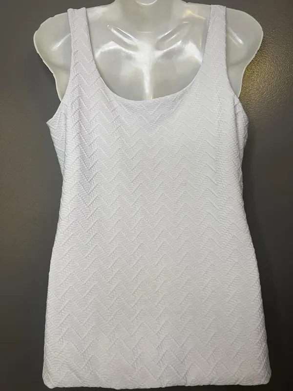 White House Black Market Tank Top Womens Large White Textured V Neck Lined Knit - Image 5
