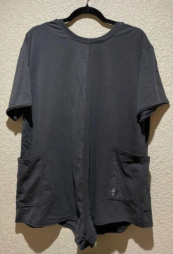 Free People Movement NWOT Hot Shot Tee Romper Washout Black Size XS - Image 3