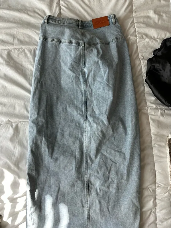Princess Polly Denim Maxi Skirt Slit - Image 5