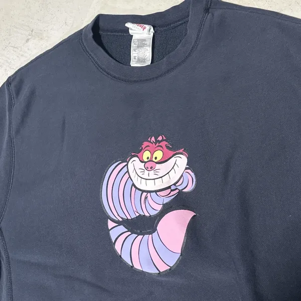 Vintage Disney Store SZ XL Cheshire Cat Sweatshirt Alice In Wonderland Blue Y2K - Image 4