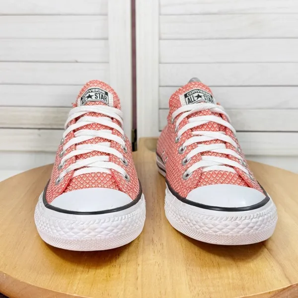 Converse Chuck Taylor All‎ Star Ox Textured Canvas Sneakers Coral Ultra Red 8 - Image 2
