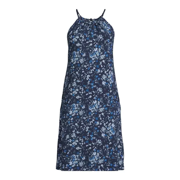 Time and Tru Womens Dress Size XL Dark Navy Floral Halter Knit Midi Flowy Halter - Image 4